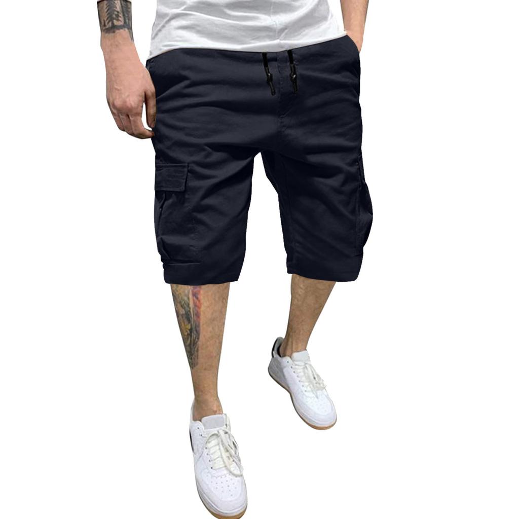 Herren Mode Lässig Farbe Elastizität Kordelzug Tasche Latzhose Hosen Shorts