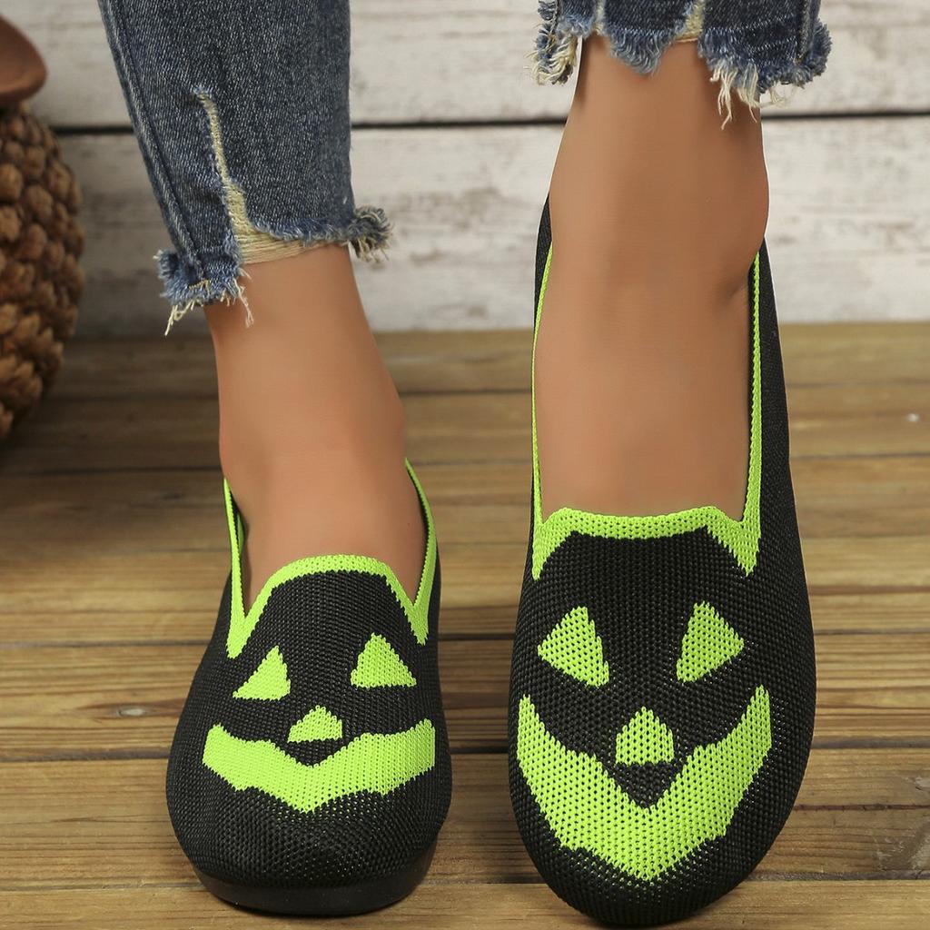 New women's Halloween pumpkin print breathable flight woven galoshes TEMU hair