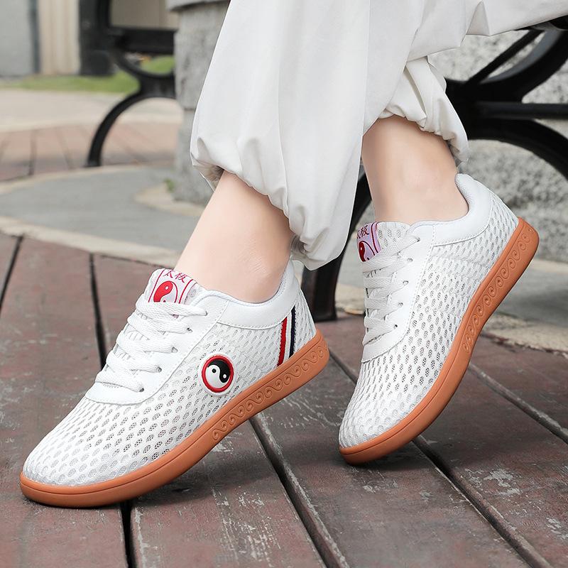 Tai Chi shoes wear-resistant beef tendon sole Tai Chi practice shoes breathable mesh Kung Fu martial arts shoes special white cloth shoes