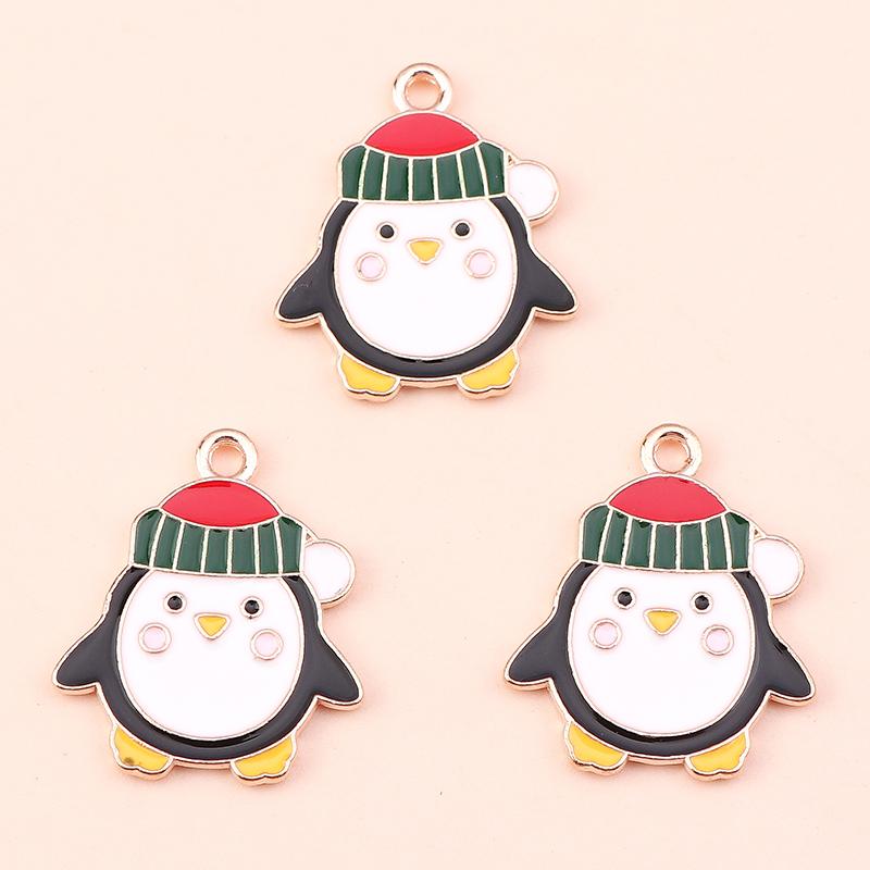 10pcs Enamel Christmas Tree Snowman Pendants Charms for Jewelry Making Earrings Necklace DIY Bracelet Accessories Supplies