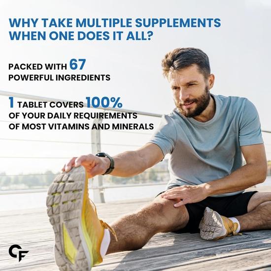 Carbamide Forte Multivitamintablett för män | Multivitamin för män med probiotika för immunitet och energi | 60 vegetariska multivitamintabletter för män