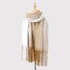 Color matching mohair scarf women's autumn and winter advanced sense thickened warm versatile scarf simple versatile scarf