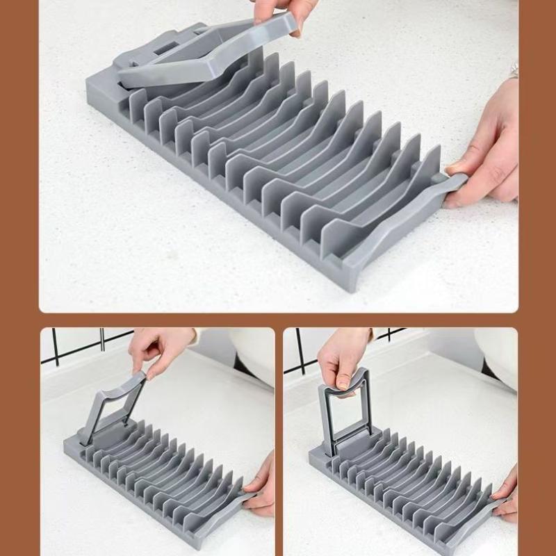 Küchen Geschirr Abtropfgestell Schnelle Entwässerung Mehrschlitz Design Wasserdicht Arbeitsplatten Organizer für Teller Schüssel Geschirr Aufbewahrung