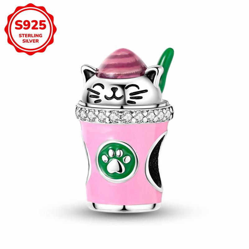 925 Silver Pink Cute Lovely Butterfly Perfume Girl Charms Beads Fit Bracelet DIY Making For Woman Jewelry