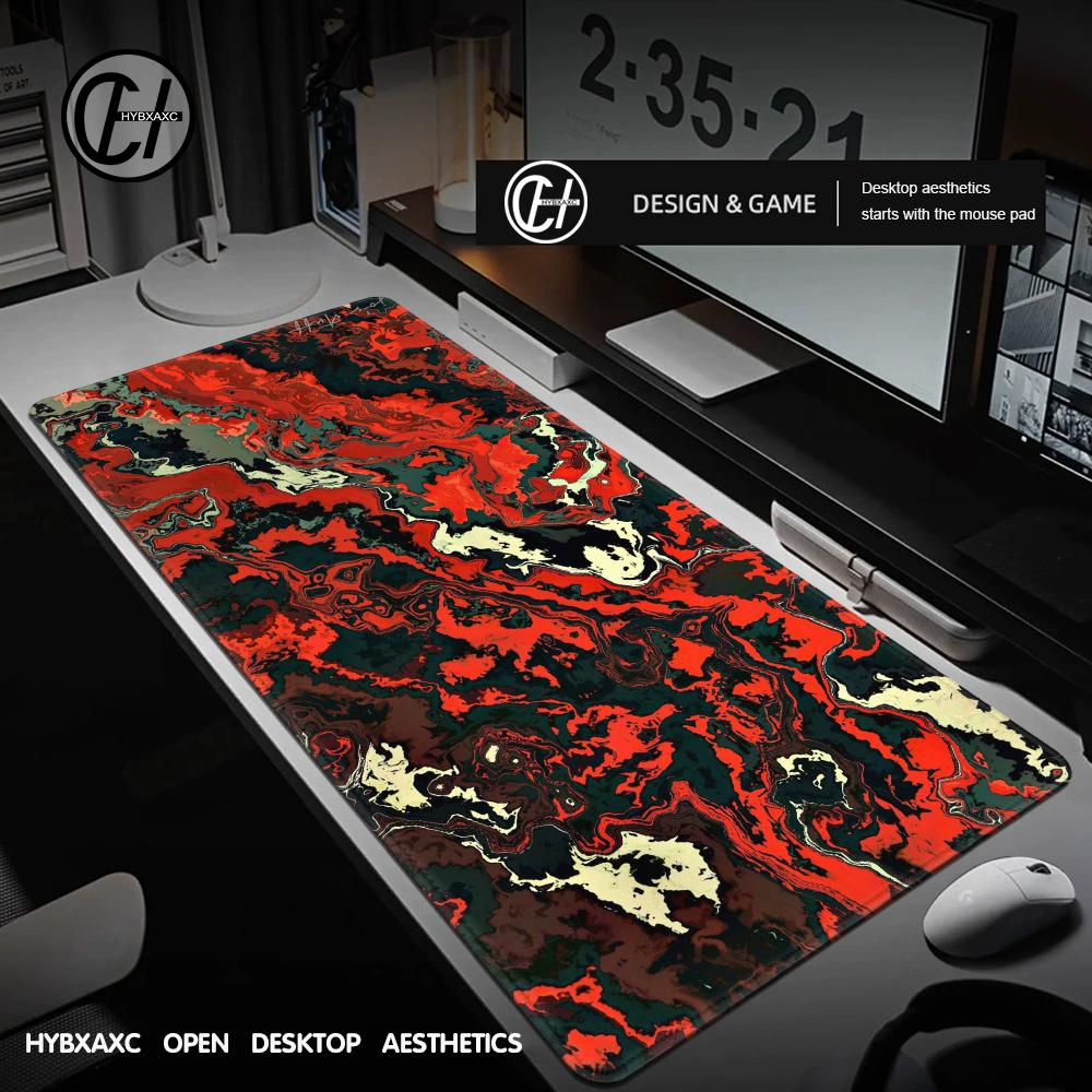 HYBXAXC Red Black Waves Large Gaming Mouse Pad Computer Keyboard with Non-Slip Rubber Stitched Edge Gift for Friends Boyfriend