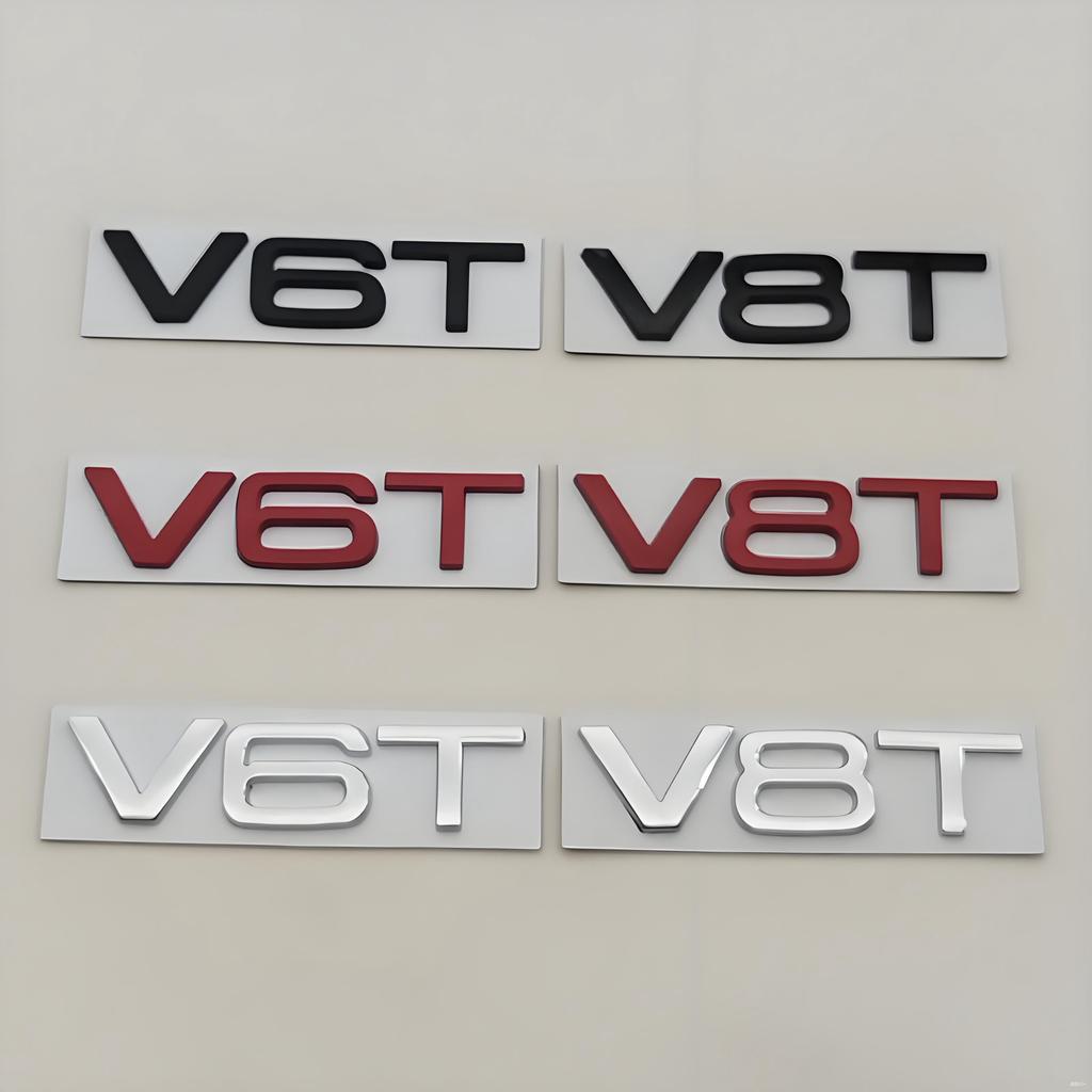 3D Metal Car Fender Badge V6T V8T Logo Decal Emblem Sticker for Audi A3 A4 A6 Q3 Q5 S4 S5 TT Auto Decoration Accessories