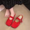 Famous Brand Spring Retro Single Shoes Comfortable Rubber Bottom Ladies Sandals Wider Toe Box Ballerina Slippers Style