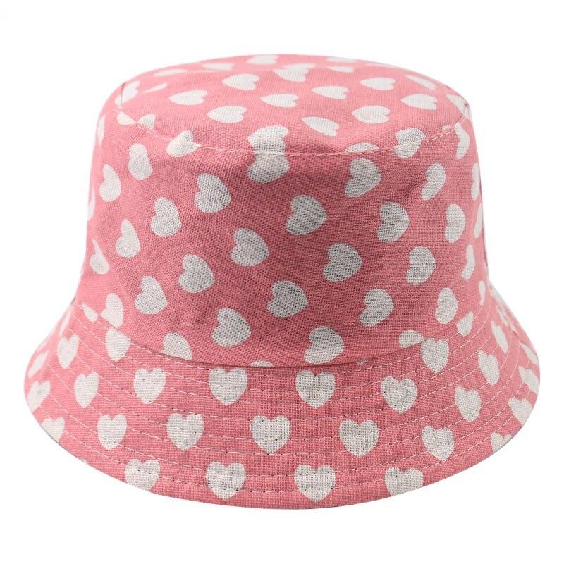 Heart Print Bucket Hats Sun Cap 