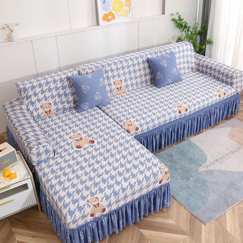 Double Sofa Large Skirt Sofa Cushion Four Seasons All Inclusive Sofa Cover Simple Elastic Luxury Sofa Protective Cover