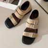 Vintage Minimalist Casual Sandals Summer New Square Toe Suede Open Toe Metal Buckle Soft Sole Inside Booster Romans