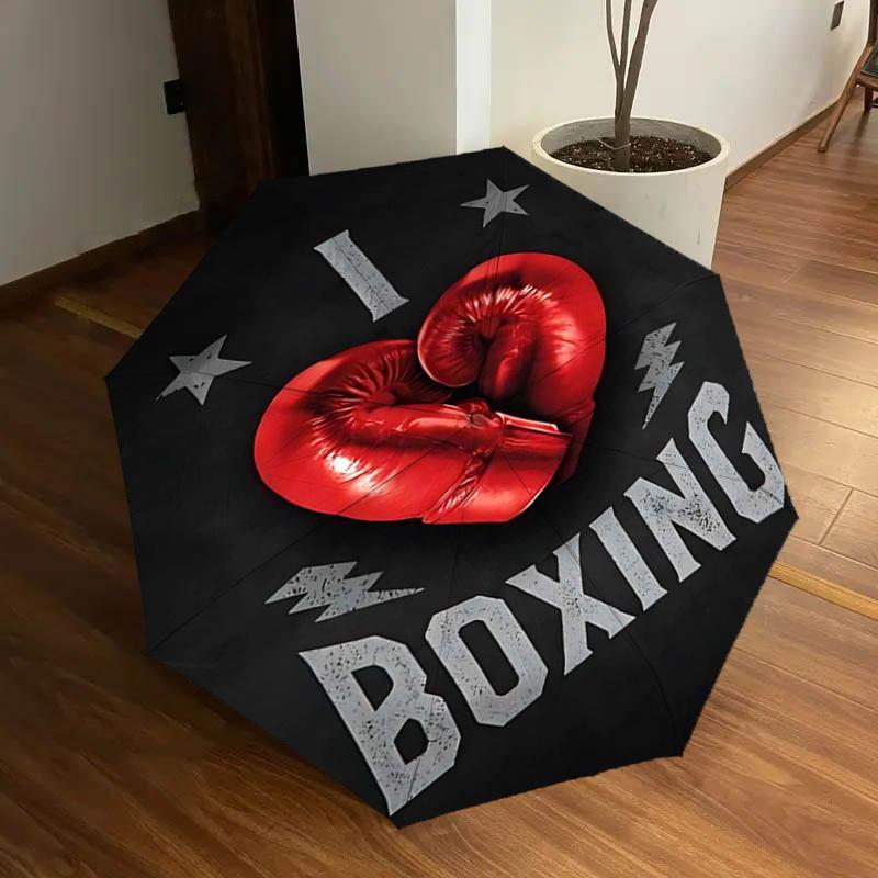 

I love Boxing: Automatic Opening/Closing Umbrella with Foldable Design, Iron Frame, Outdoor Use, Perfect Gift for Fans, Travelers, Daily Use