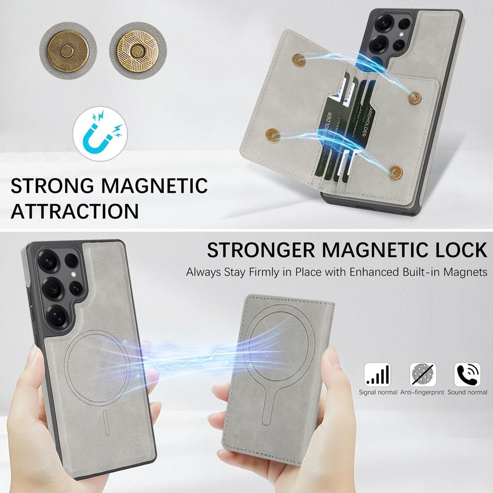 2 In 1 Leather Phone Case for Samsung Galaxy S25 Ultra S24 Plus S23  S25U S24U S23U Magnetic 5 Cards Holder Slots Phone Cover