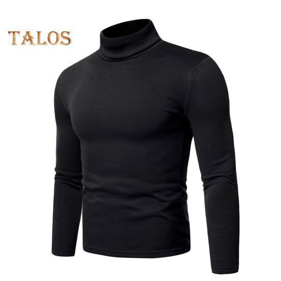 Spring Autumn Men Fitness Top Slim Fit High Collar Stretchy Long Sleeves Solid Color Pullover Fitness Sport Top Winter Bottoming Clothes