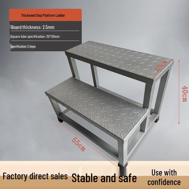 Two-Step Industrial Iron Platform Ladder for
