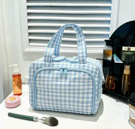 Large Capacity Travel Tote: Women's Portable Makeup & Skincare Organizer with Compartments