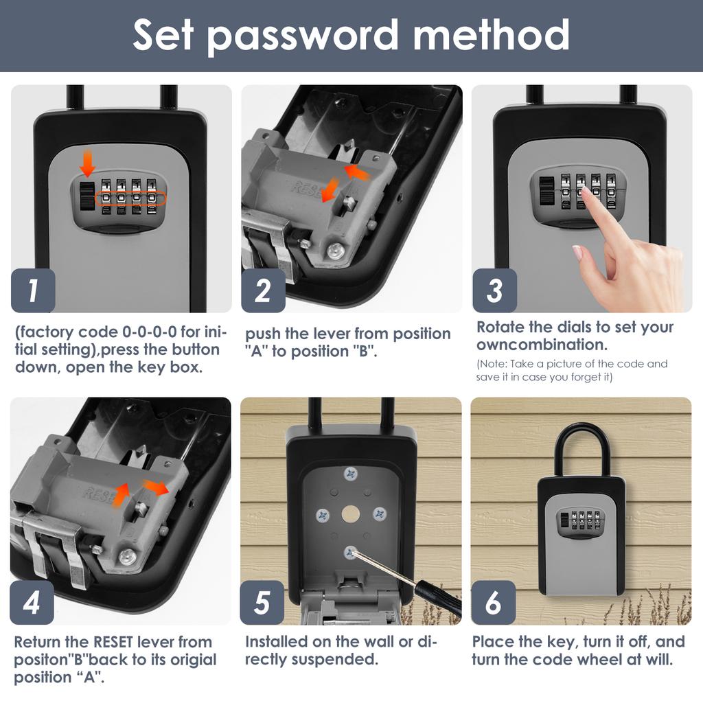 1/2Pcs Key Lock Box High Strength Alloy Free Installation Outdoor Password Key Box 4 Digit Code Box Waterproof Key Safe Case