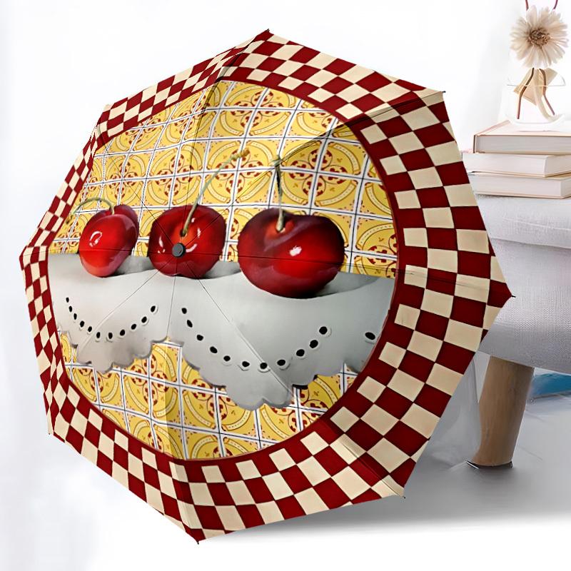 

1pc Cherries Automatic Folding Umbrella - Portable Collapsible, 8-Rib Durable Frame, Perfect for Outdoor Use, yy251218104
