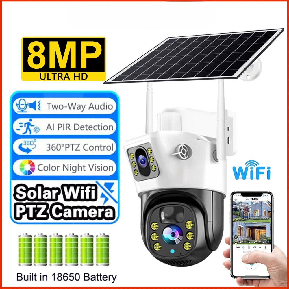 

4MP/8MP HD Wi-Fi Outdoor Wireless PTZ Solar IP Вбудована батарея Камера відеоспостереження V380 Pro Waterproof Cam колір кадетського простору
