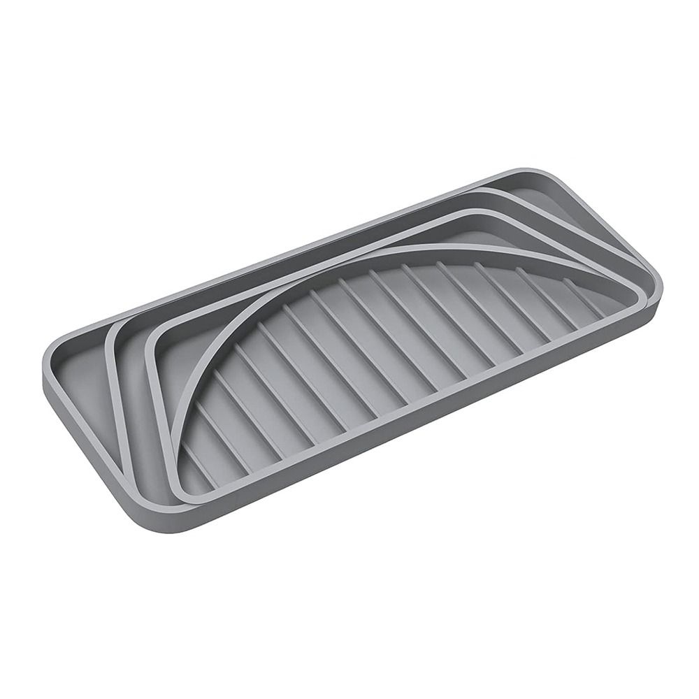 

Противоскользящий поддон для капель диспенсера для воды, силиконовый коврик для сбора воды, пролитой в холодильнике, бар серый