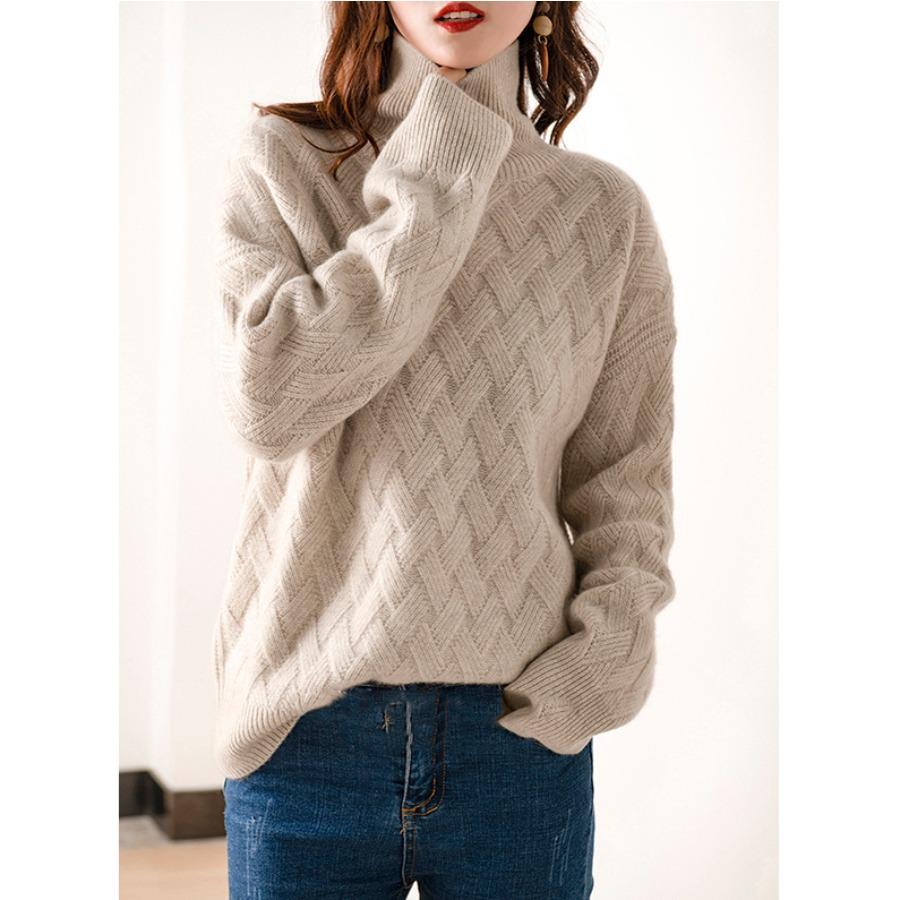 Maglione a collo alto per donna autunno inverno spesso lavorato a maglia in lana a maniche lunghe intimo pullover maglioni