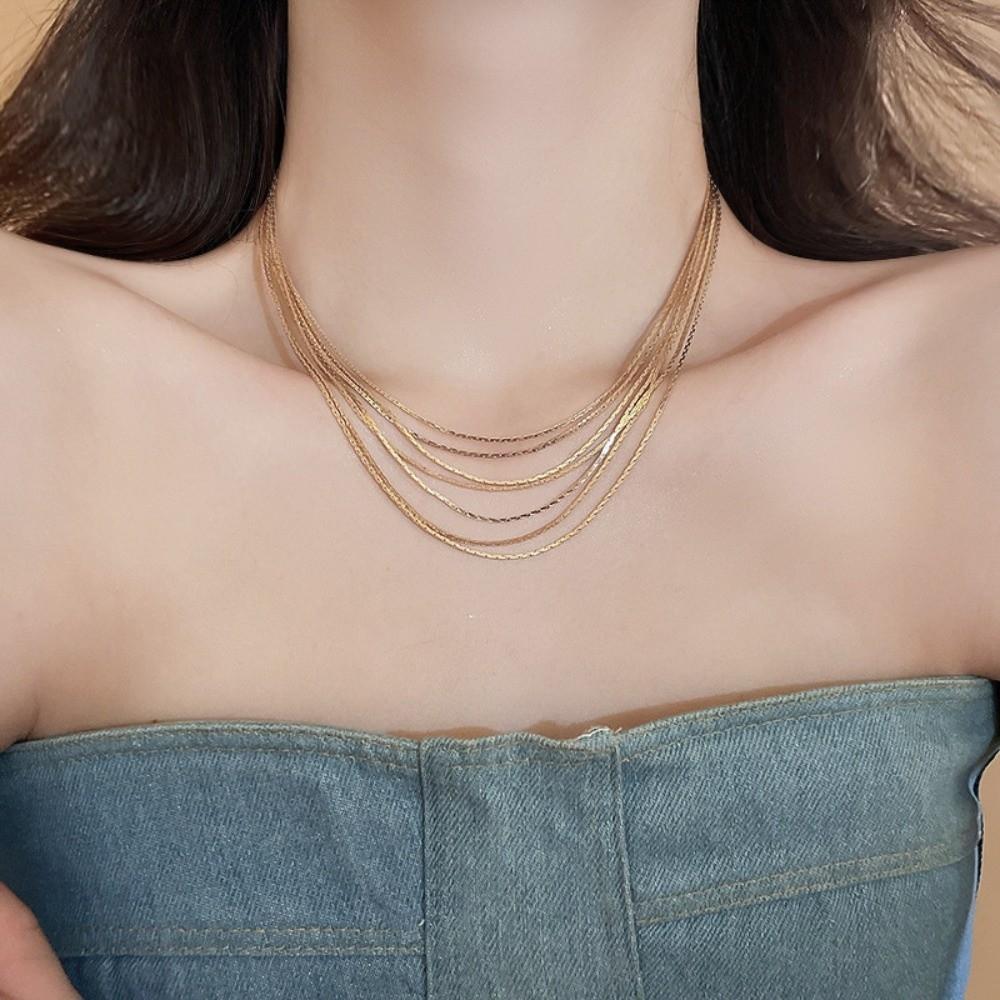 Copper Link Long Tassel Choker Exquisite Luxury Jewelry Multi-Layer Tassel Necklace Wedding Bridal