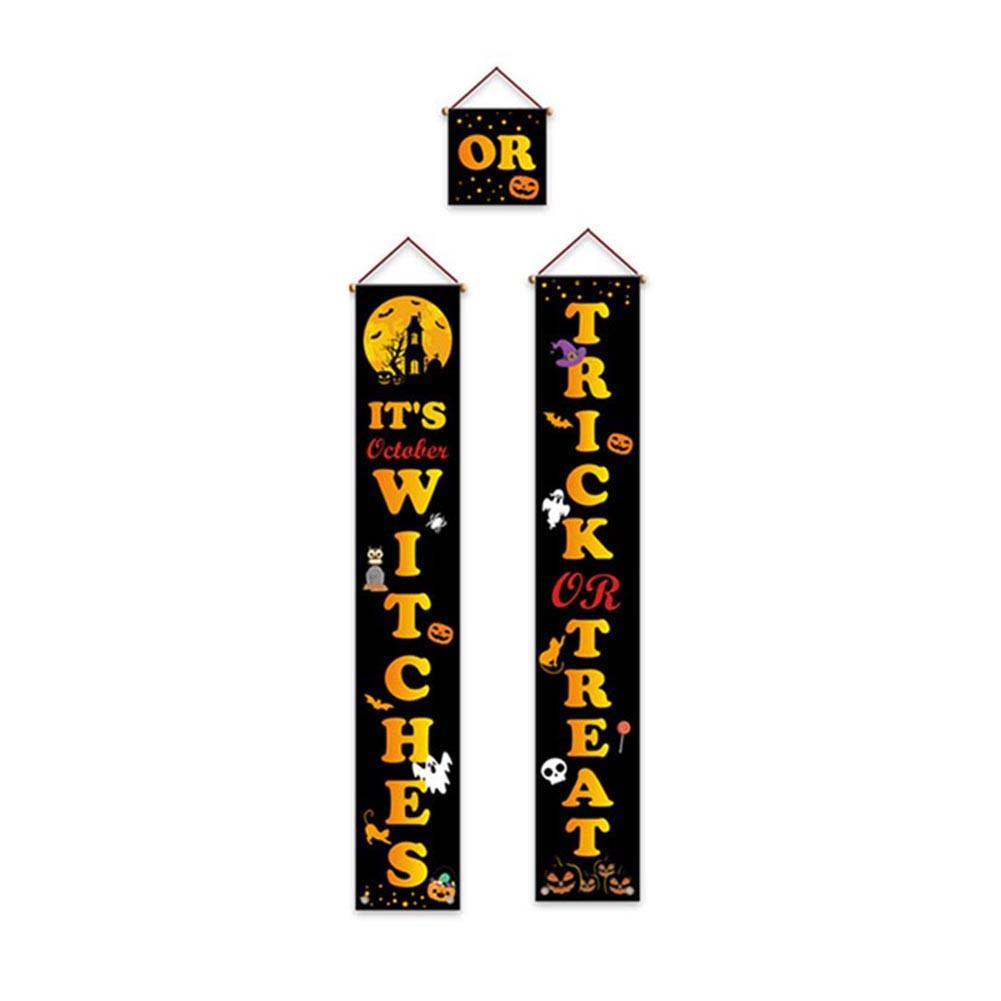 

1 комплект флага для Хэллоуина, черный, нетканый, фиолетовый, для дома чёрный