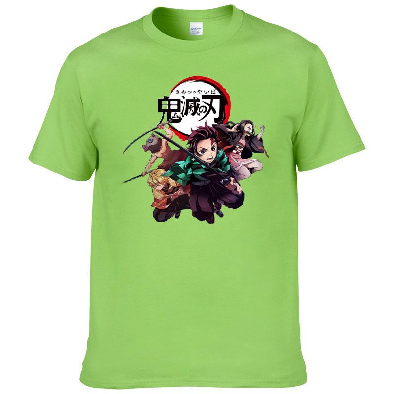 Printed Demon Slayer Kimetsu No Yaiba T-shirt Men's Harajuku 100% Cotton Tee Short Sleeve T Shirt Summer Clothes Homme Tops F171