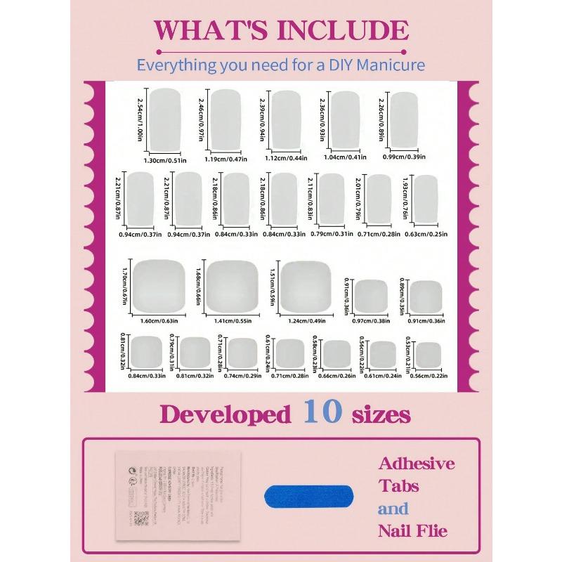 48pcs Square Nail Toenail Stickers Fake Nails, Orange French Manicure, Minimalist Style Glossy Full Coverage For Women Girls Daily Wear Nail Supplies