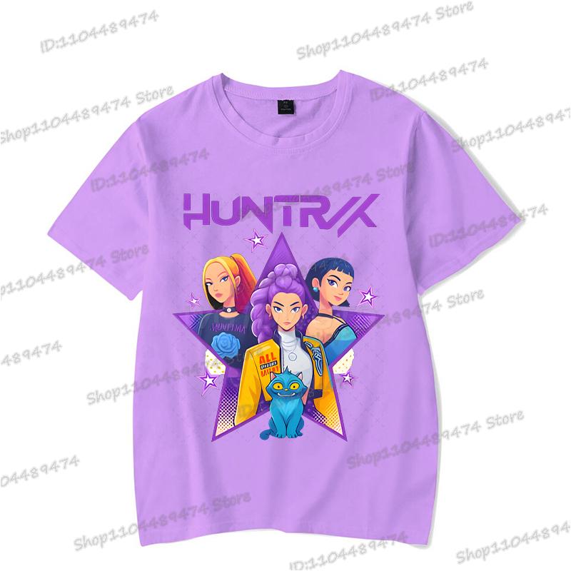 Vintage Kpop Demon Hunters Anime T-shirt Rumi Zoey Mira Print T Shirt Harajuku Cartoon Kpop Demon Hunters Teenage Girls Tshirts