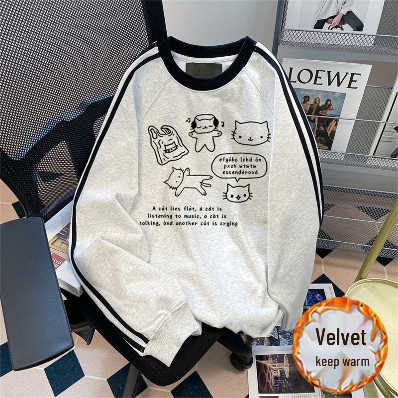 Schwerer Hoodie im amerikanischen Stil: Lazy Vibe Print, Locker sitzendes Fleece-Sweatshirt für Paare, Herbst- und Winterbekleidung.