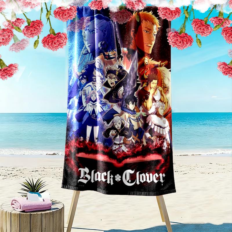 Anime Black Clover Print Beach Towel, Large Soft Quick Dry Towel for Beach Camping Swimming