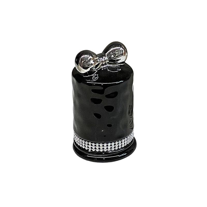 Qianxing Ceramic Toothpick & Cotton Swab Holder with Diamond Bow Butterfly