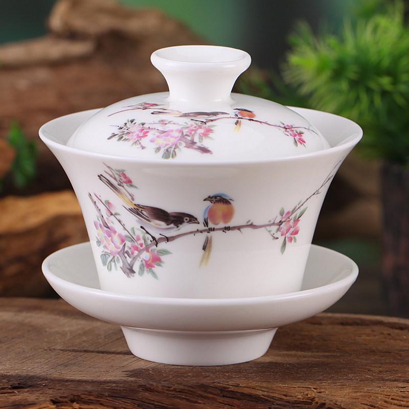 Gaiwan Teacup Set: Blue and White Ceramic with Lid, 120ml Capacity