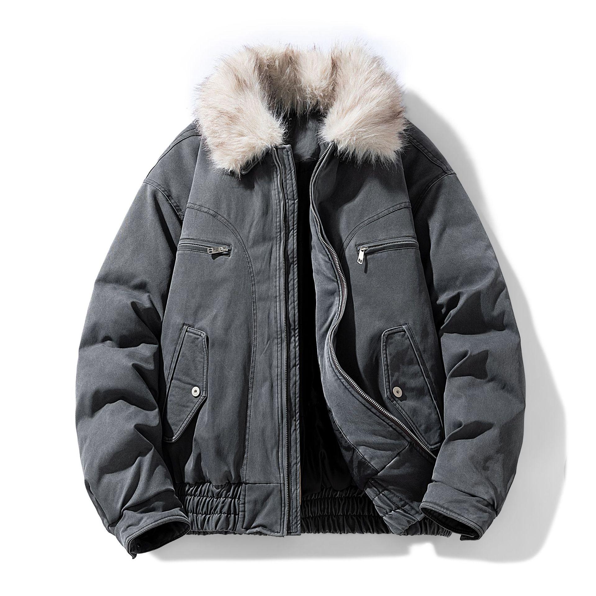 

Women s American Retro Fur Collar Eagle Parka – Thick Short Winter Jacket 3XL