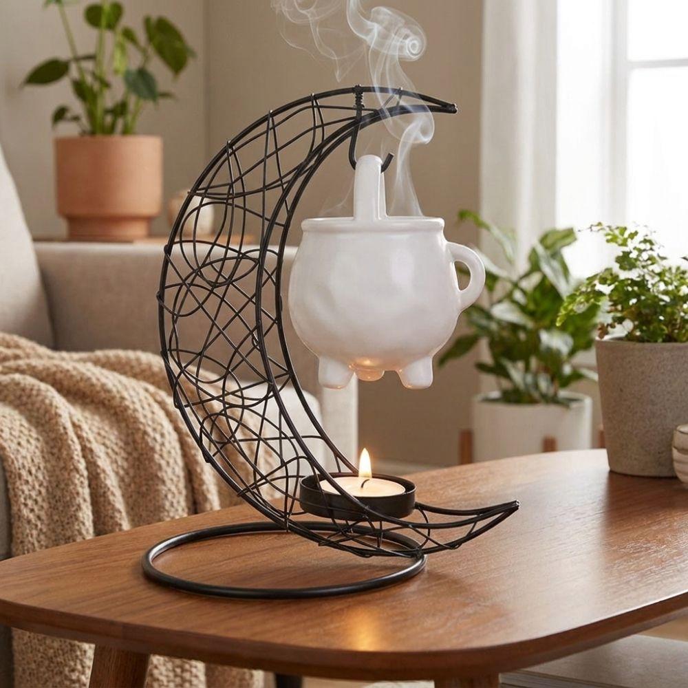 Iron Moon Aromatherapy Stove Decorative Essential Oil Burner Tealight Holder Party Decoration