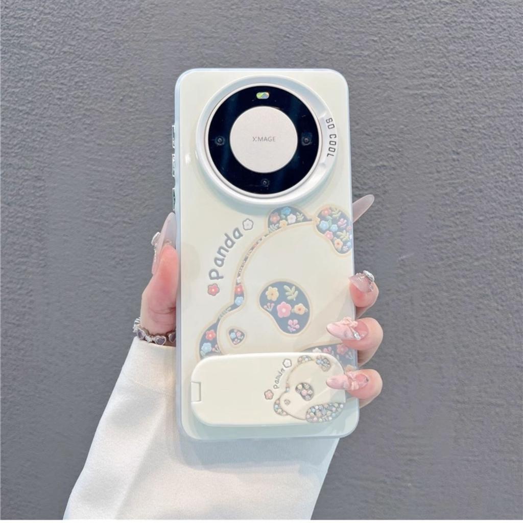 Flower Panda for Huawei Mate70pro Phone Case New Pura80pro Matte Silver Mate60 Card