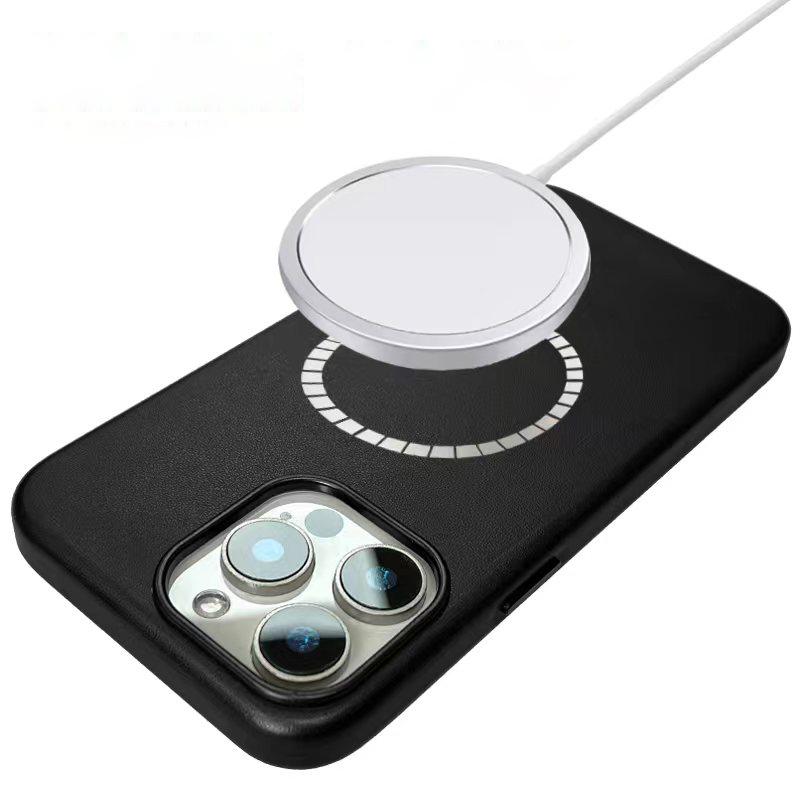 Magnetic Leather Black Matte Case For Magsafe Mag Safe iPhone 16 Pro Max 15 Plus 14 13 12 11 iPhone16 16Plus 16Pro 15Pro 14Pro Phone Cover Accessories
