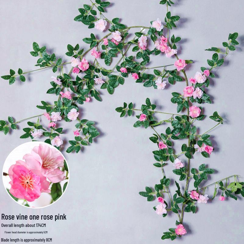Artificial Rose Vine for Air Conditioning Pipe and Staircase Decoration