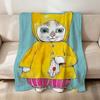 Cute Vintage Cartoon Cat Fashion Brand Flannel Soft Warm Plush Blanket Sofa Living Room Pet Hogar Bedroom Gift Home Car Portable