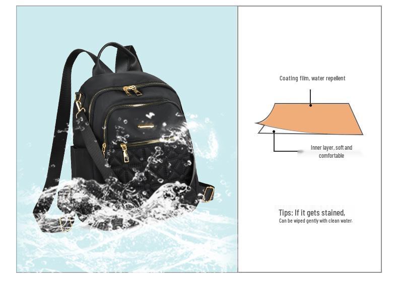 Damen Nylon Doppel-Schultertasche - Groß, Leicht, Modischer Rucksack für Reisen, Schule und Freizeit mit Besticktem Fadenmuster