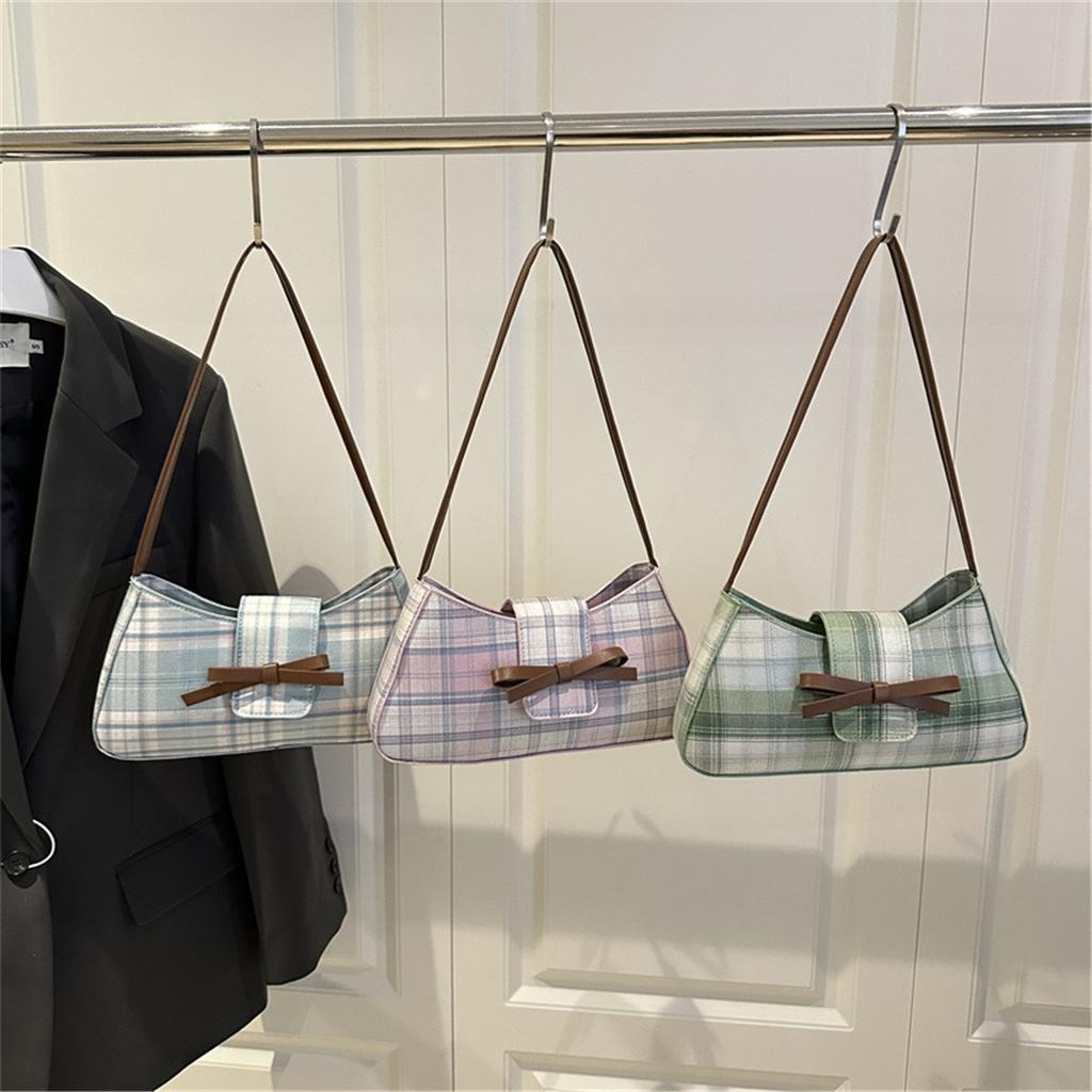 Casual Street Checkered Japanese Trend Simple Fashion Shoulder Armpit Crossbody Bag for Women