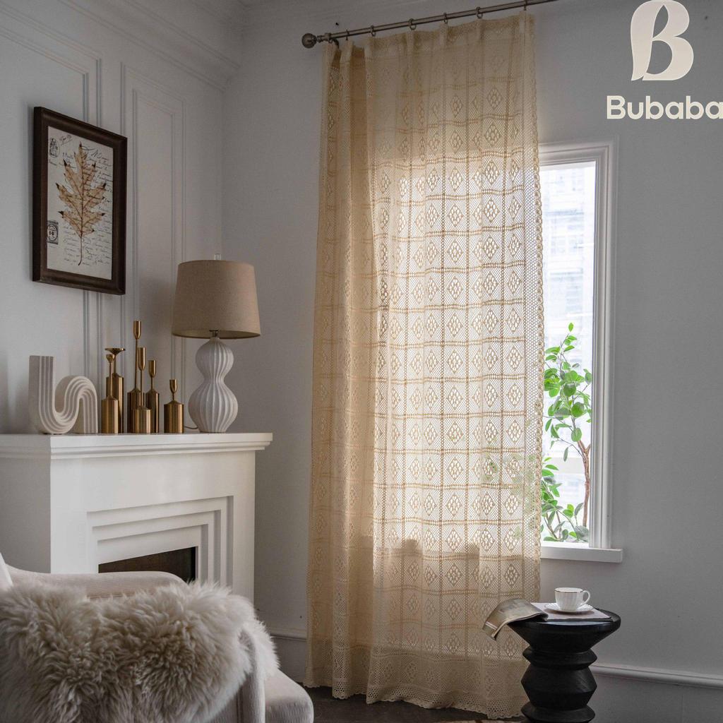 Bu Papa Curtain: Light-Permeable Hollow Crochet Patchwork Floor-to-Ceiling Bay Window Gauze, American Style
