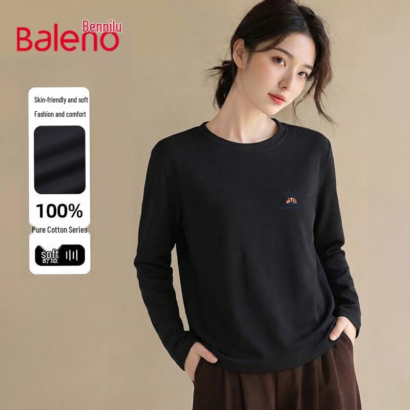 Baleno Women's 100% Cotton Loose Fit Long Sleeve Round Neck T-shirt