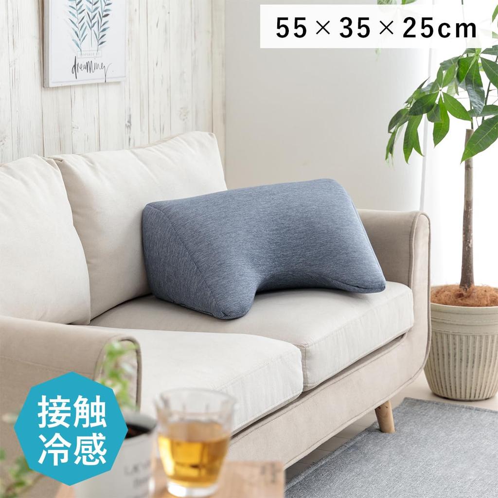 Ikehiko Corporation Cushion Cool Touch Frost Leaning Navy 55 X 35 X 25 Cm Made In China Plain Simple Relaxing Cool Approx. #1223660191001