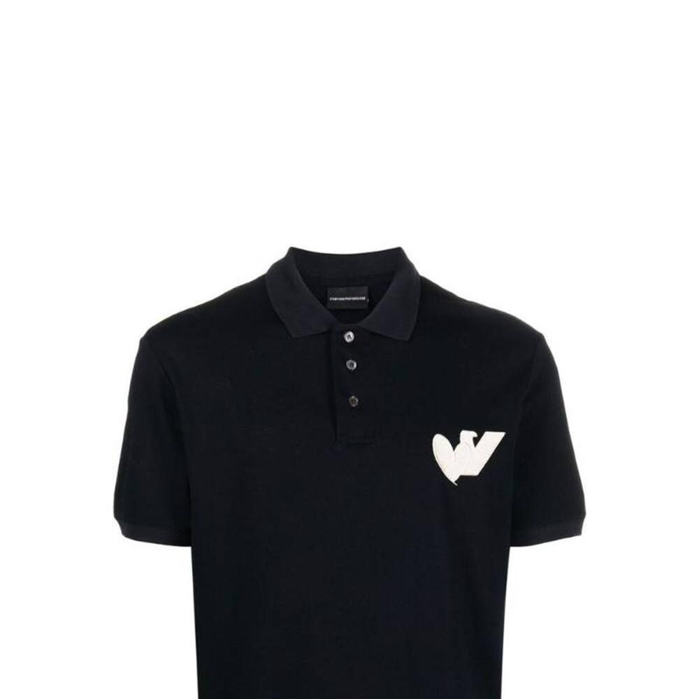 Emporio Armani FW22 Logo Embroidered Casual Sports Polo Shirt Men Tops Black 1JTKZ6-L1FD9-09G0