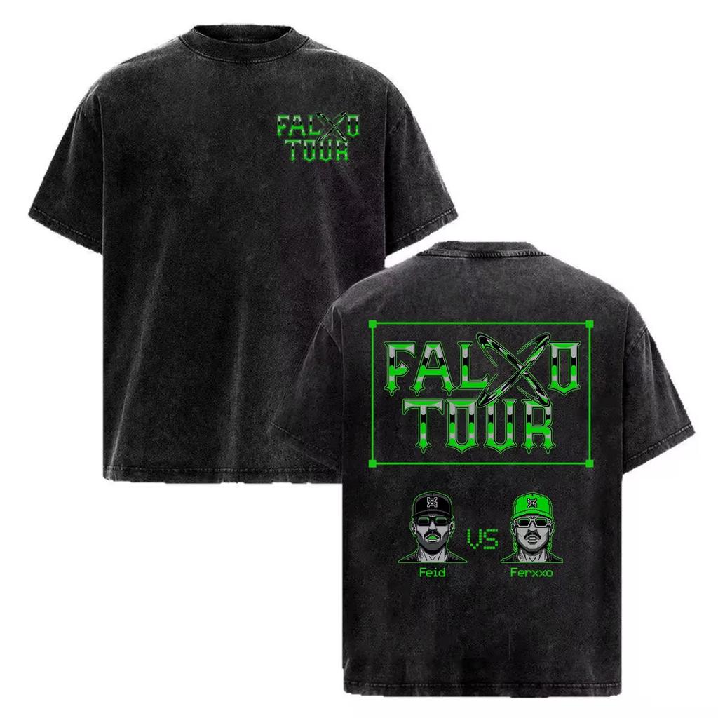 T-shirt Vintage Lavata Rapper Feid Ferxxo Tour 2026 Abbigliamento Uomo Moda High Street T-shirt Leggera e Traspirante per Outfit Estivi Freschi