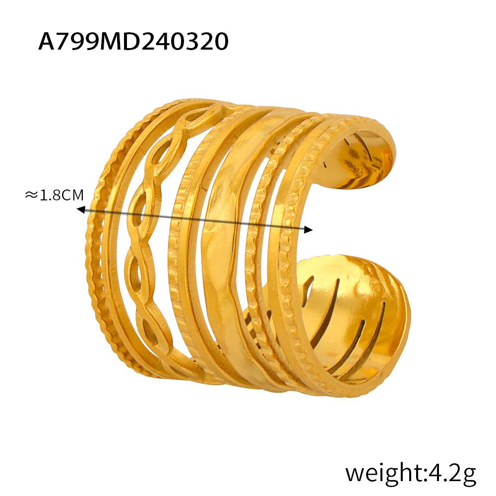 Fashion Commuting Simple Geometric Jewelry Hollow Multi-layer Texture Splicing Design Sense Index Finger Ring Titanium Steel Open Ring