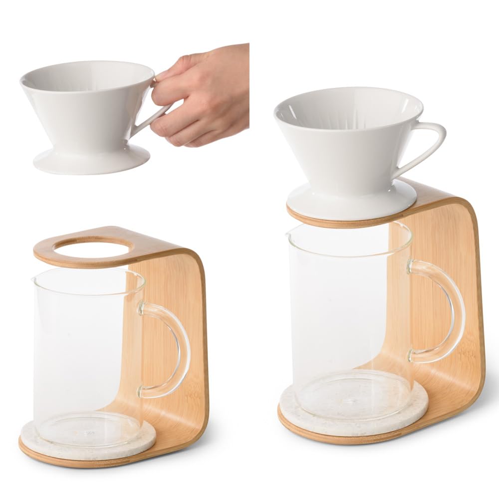 GUDEE TRIVI Coffee Drip Stand, 1-4 Cups, Bamboo, GudeeLife