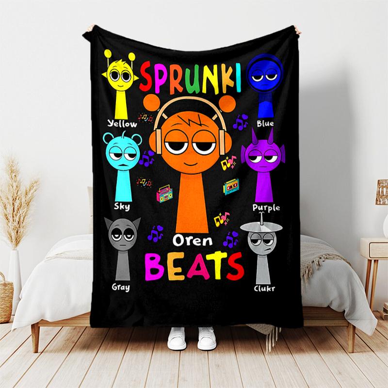 1pc Blanket Sprunki7 Print Design, Lightweight Blanket for Sofa, Bed- Soft &Warm, Gift for All Seasons like Christmas, Halloween