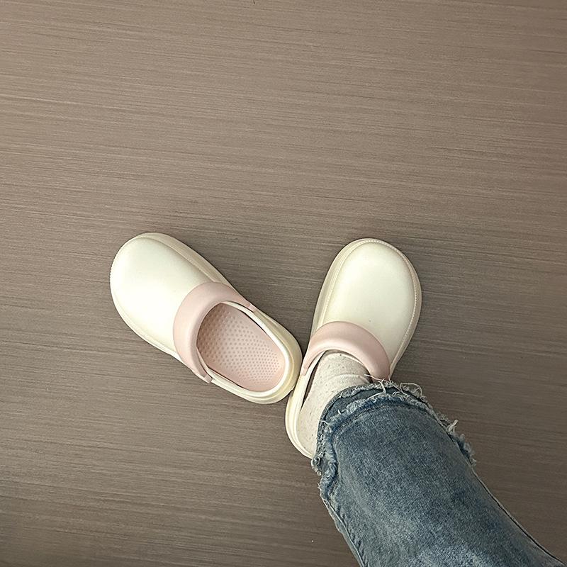 

Женские туфли с отверстиями на толстой подошве, весна и лето, новые тапочки с закрытым носком, удобные сандалии-маффины, женская пляжная обувь 35-36 бежевый